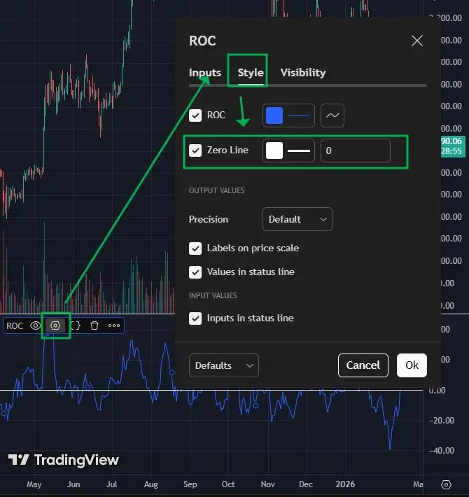 ROC 0선 설정방법